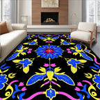 Bold Blue Yellow Butterfly Floral Rug