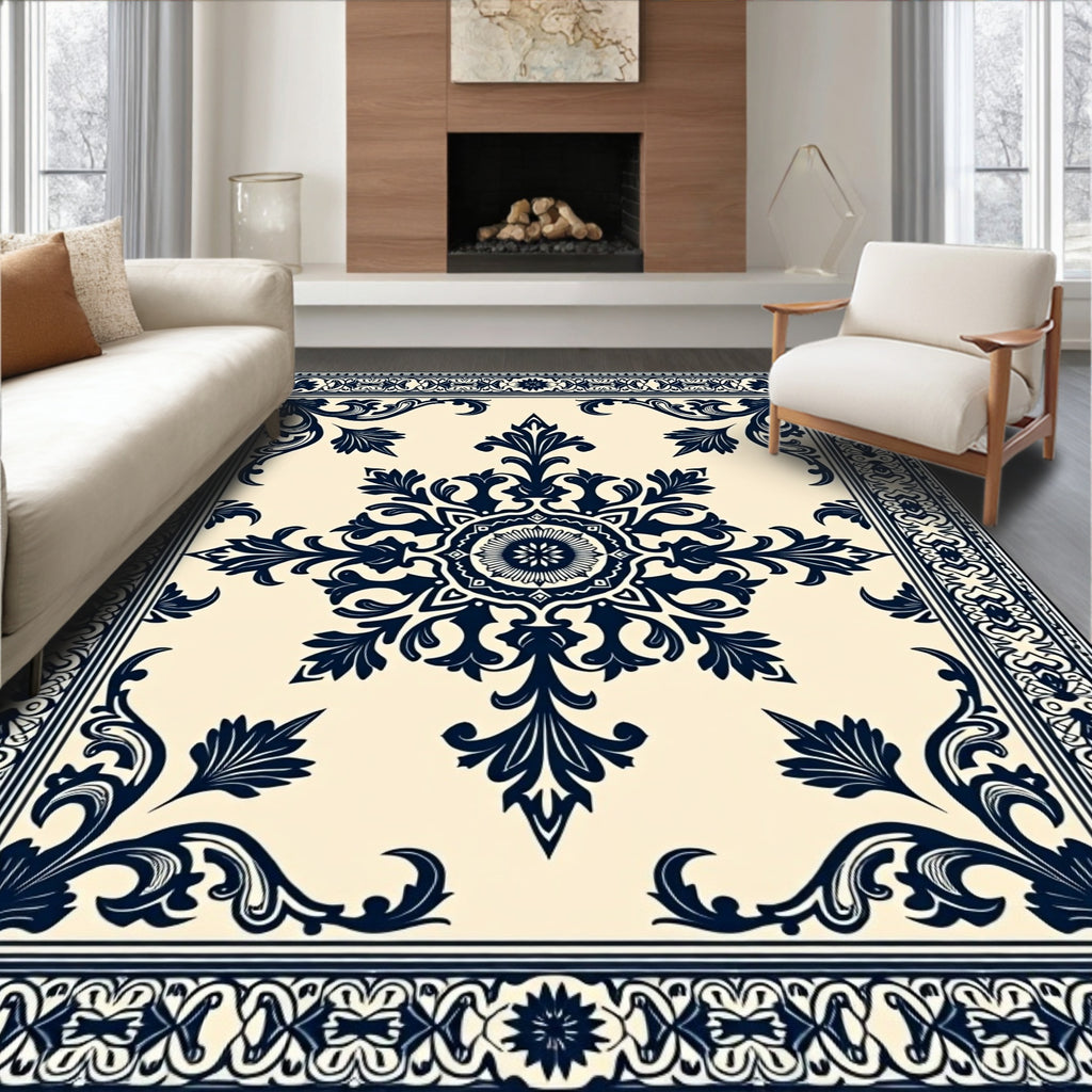 Classic Floral Medallion Border Design Rug