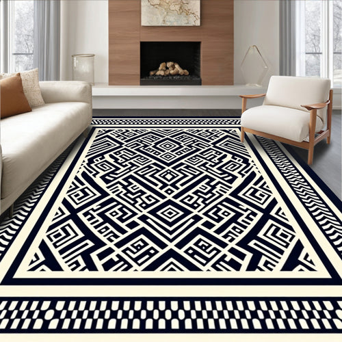 Abstract Geometric Maze Pattern Rug
