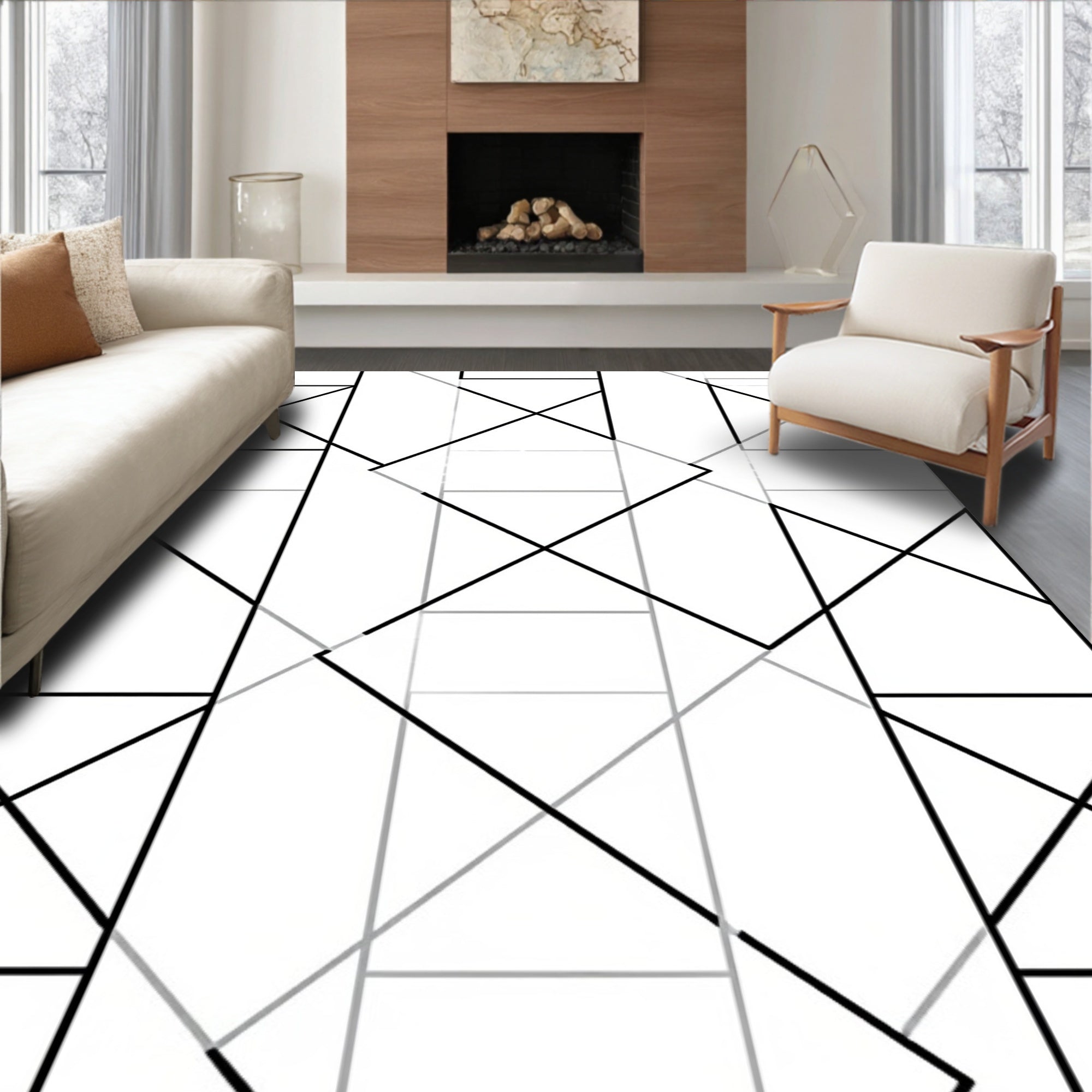 Bold Geometric Interlocking Pattern Rug