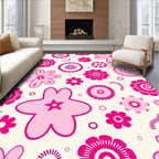 Playful Pink Floral Pattern Rug