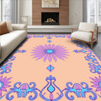 Floral Border with Blue Accents Rug