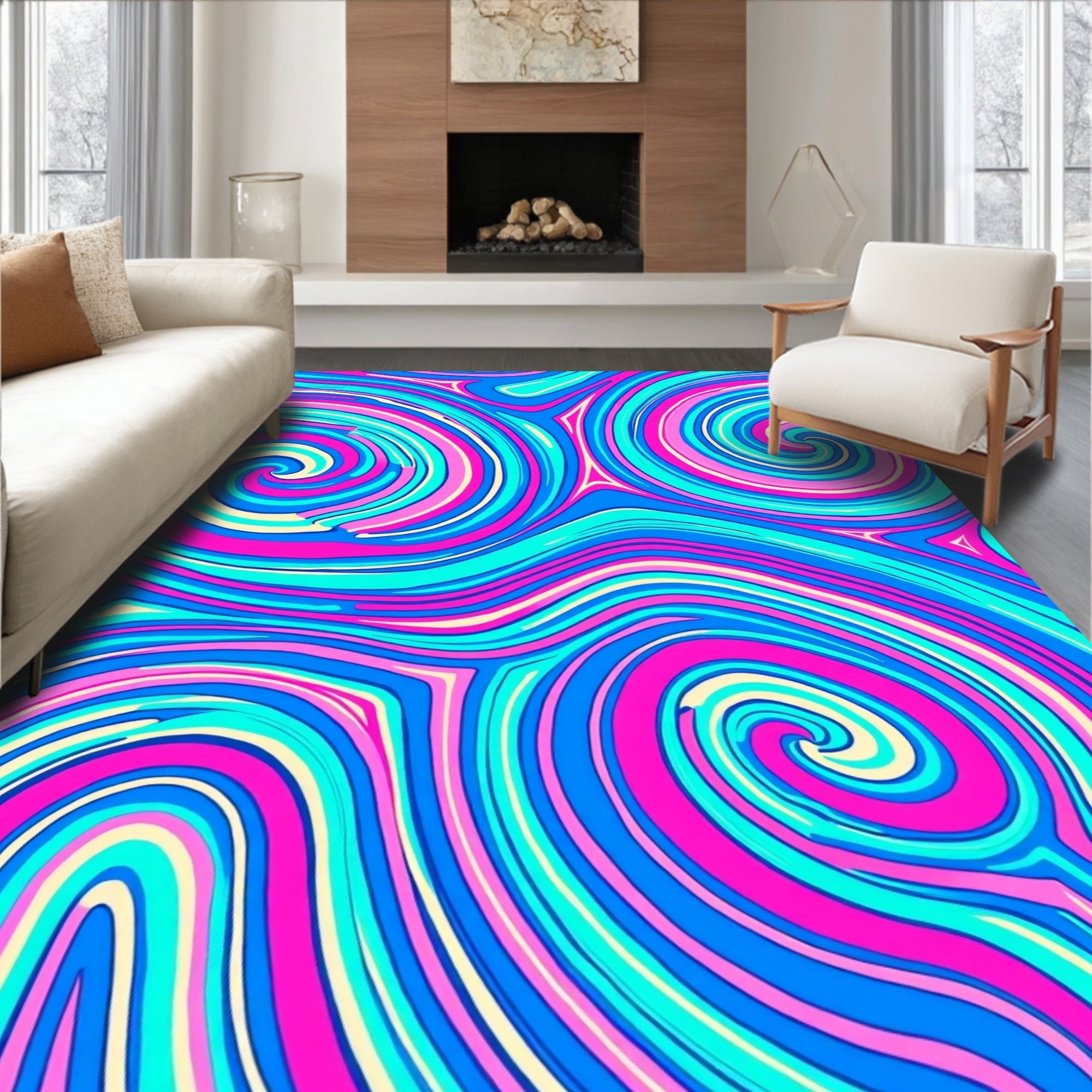 Vibrant Swirl Boho Pattern Rug