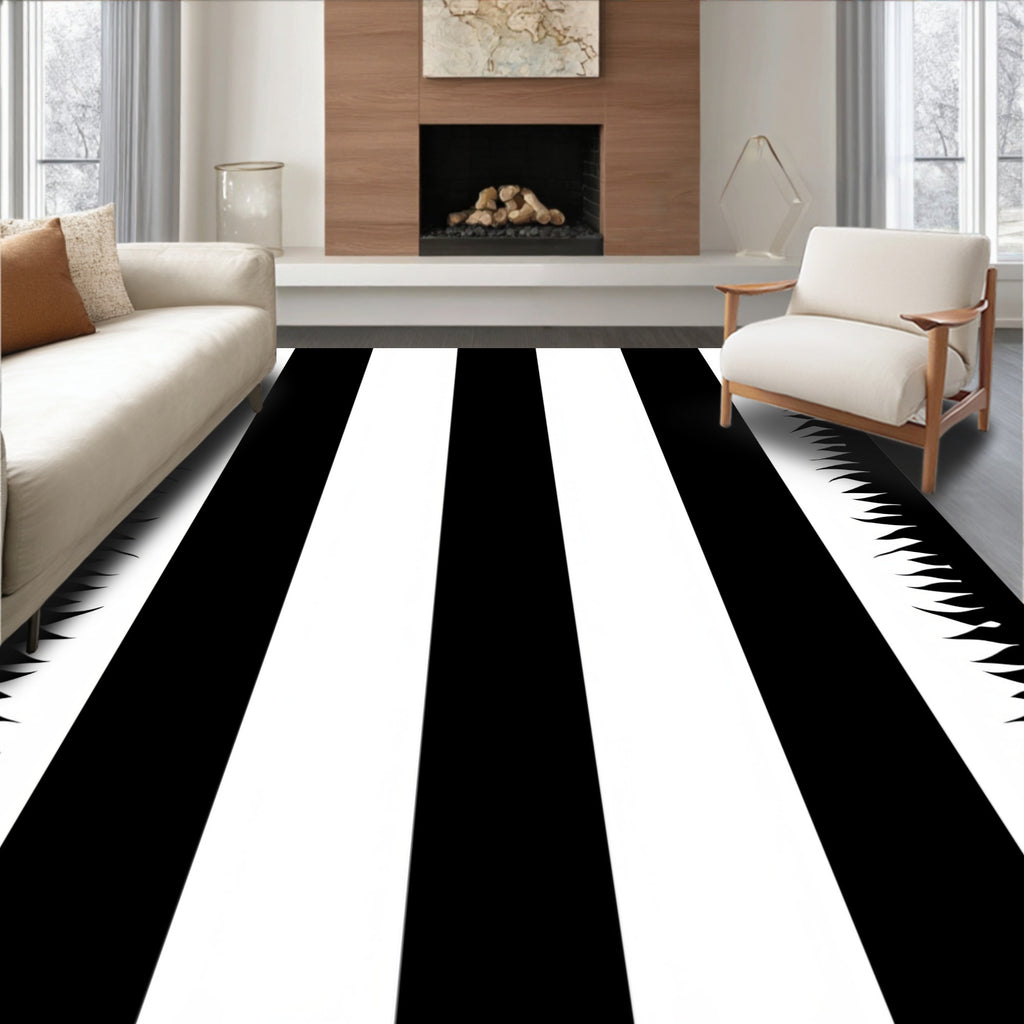 Bold Vertical Stripe With Jagged Edge Rug