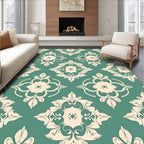 Damask Floral Pattern With Scrollwork Rug