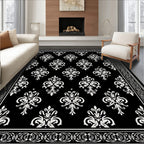 Black And White Damask Pattern Rug
