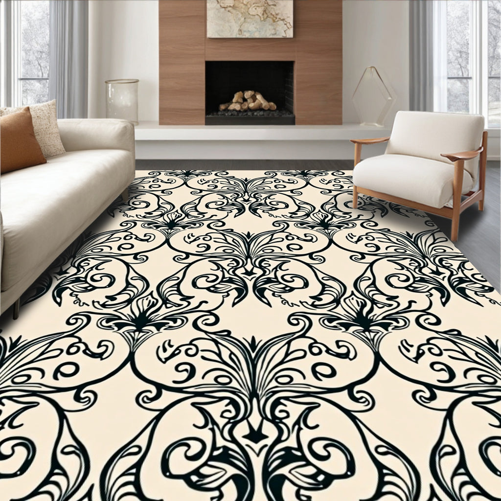 Classic Swirl Damask Pattern Rug