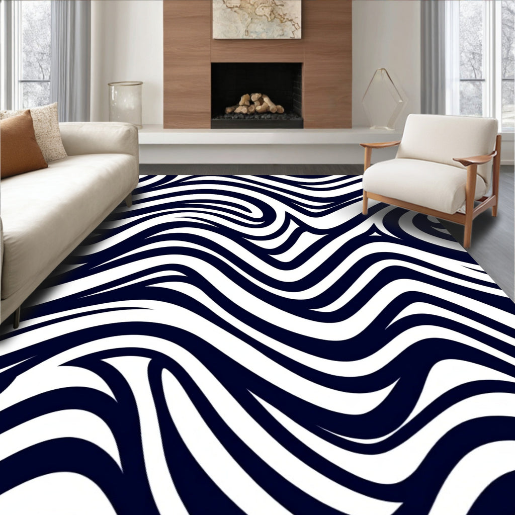 Bold Wavy Stripes Pattern Design Rug