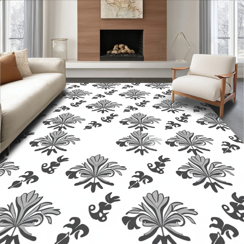 Classic Floral Damask Decorative Pattern Rug
