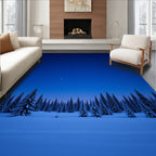 Wintery Forest Under Starry Night Sky Rug