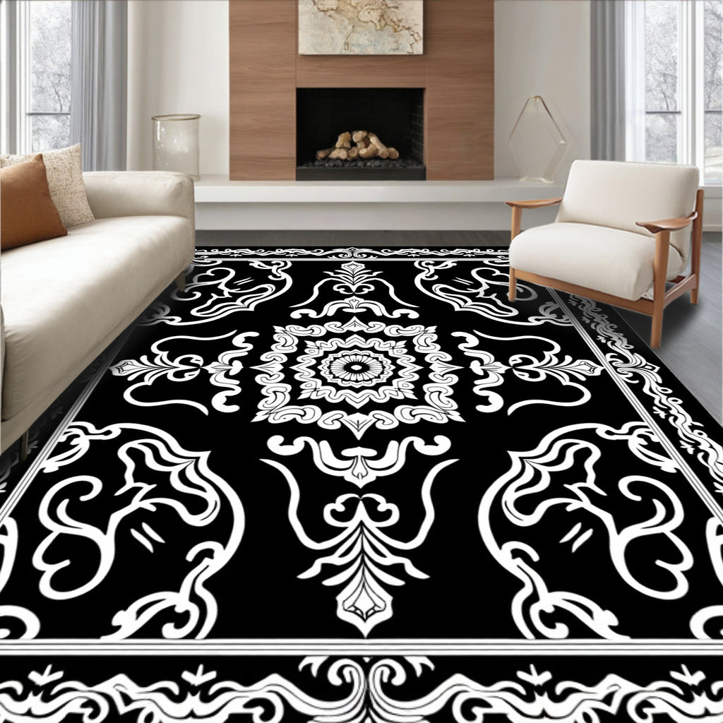 Classic Damask Inspired Ornamental Pattern Rug