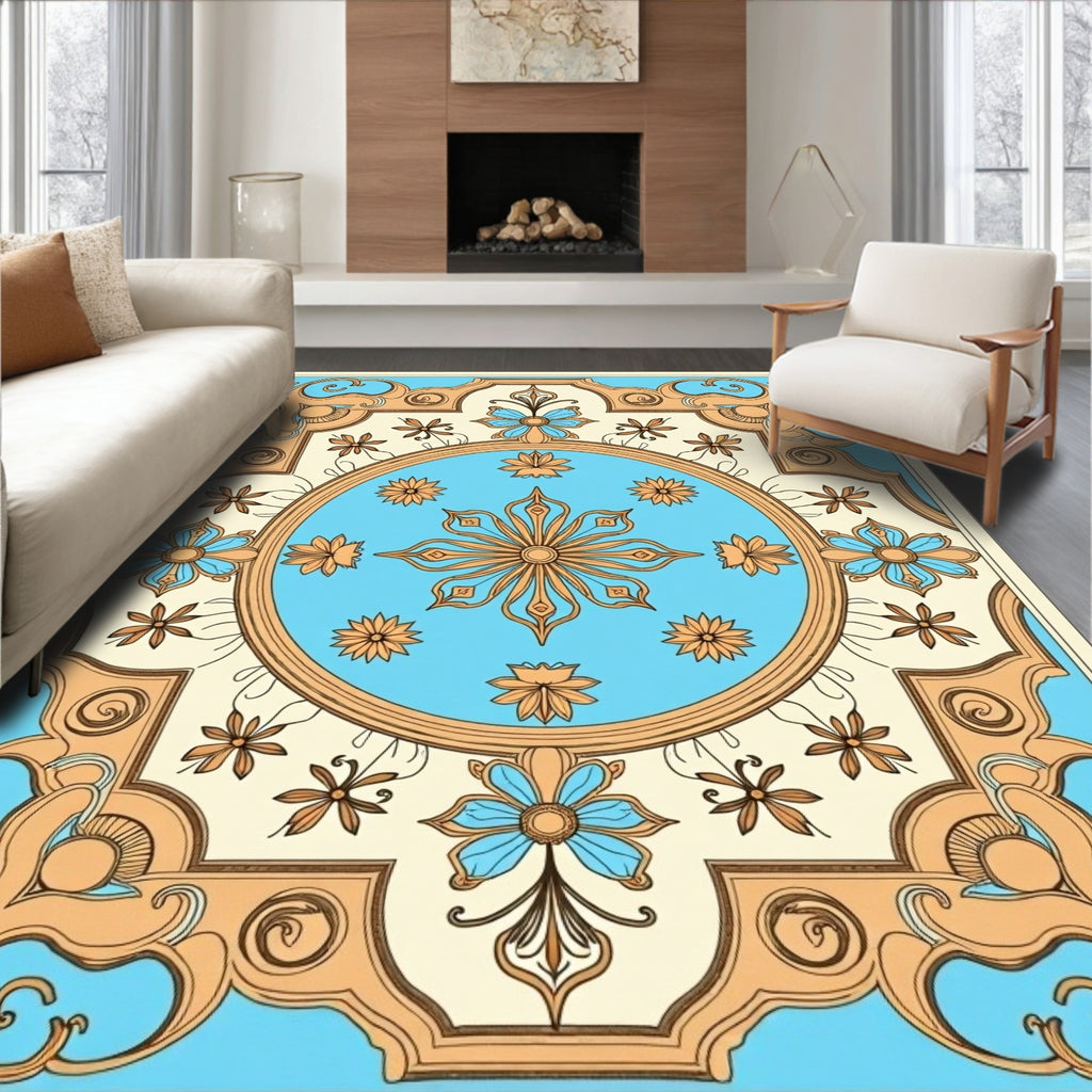 Ornate Floral Medallion Vintage Design Rug