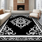 Monochromatic Opulent Floral Border Rug
