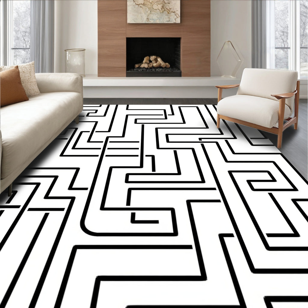 Bold Maze Pattern Design Rug
