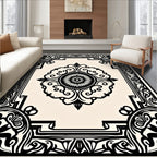 Elegant Black Cream Medallion Rug