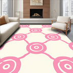 Pink Nested Circles Grid Design Rug