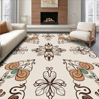 Artistic Scrollwork Floral Pattern Rug