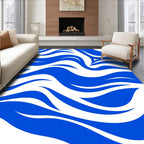 Abstract Blue And White Flowing Waves Pattern Rug
