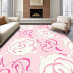 Pink Floral Swirl Pattern Rug