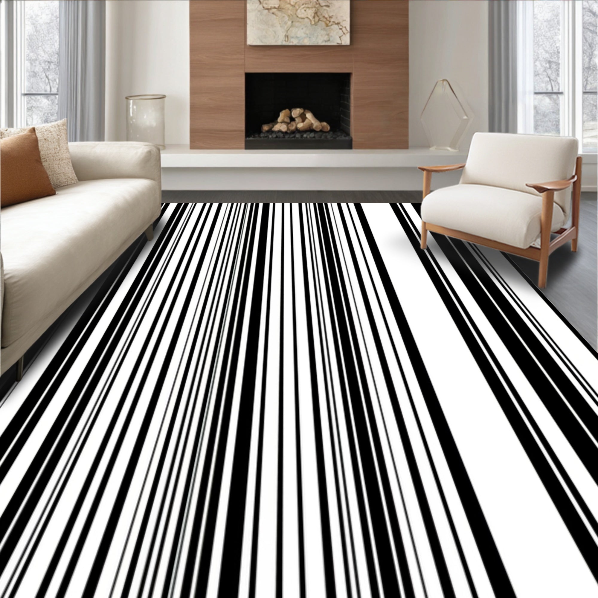 Bold Vertical Line Pattern Rug