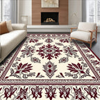 Elaborate Floral Mandala With Butterfly Border Rug