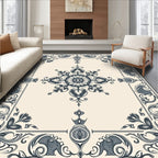 Dark Floral Patterned Elegant Rug