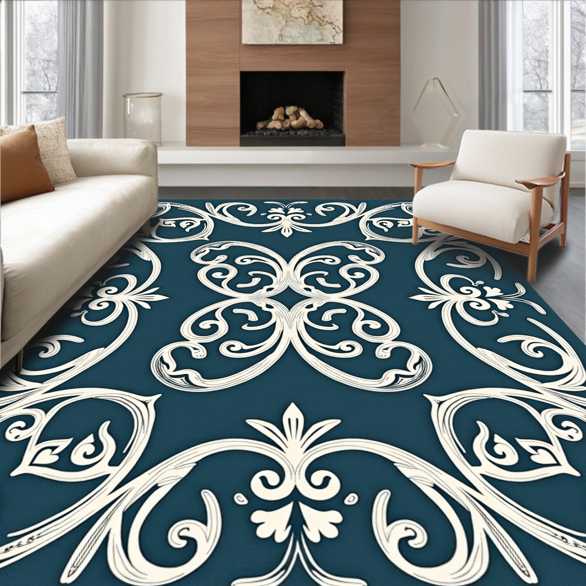 Classic Vintage Scrollwork Design Rug