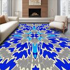 Abstract Blue Gray Floral Pattern Rug