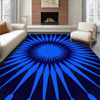 Abstract Blue Starburst Pattern Rug