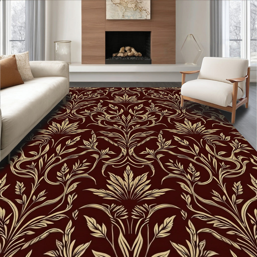 Damask Floral Vines Elegant Rug