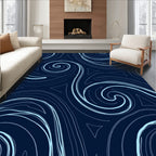 Navy Swirling Lines Pattern Rug