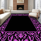 Vibrant Pink Floral Border Rug