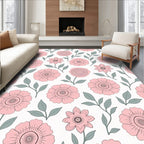 Whimsical Pink Floral Pattern Rug