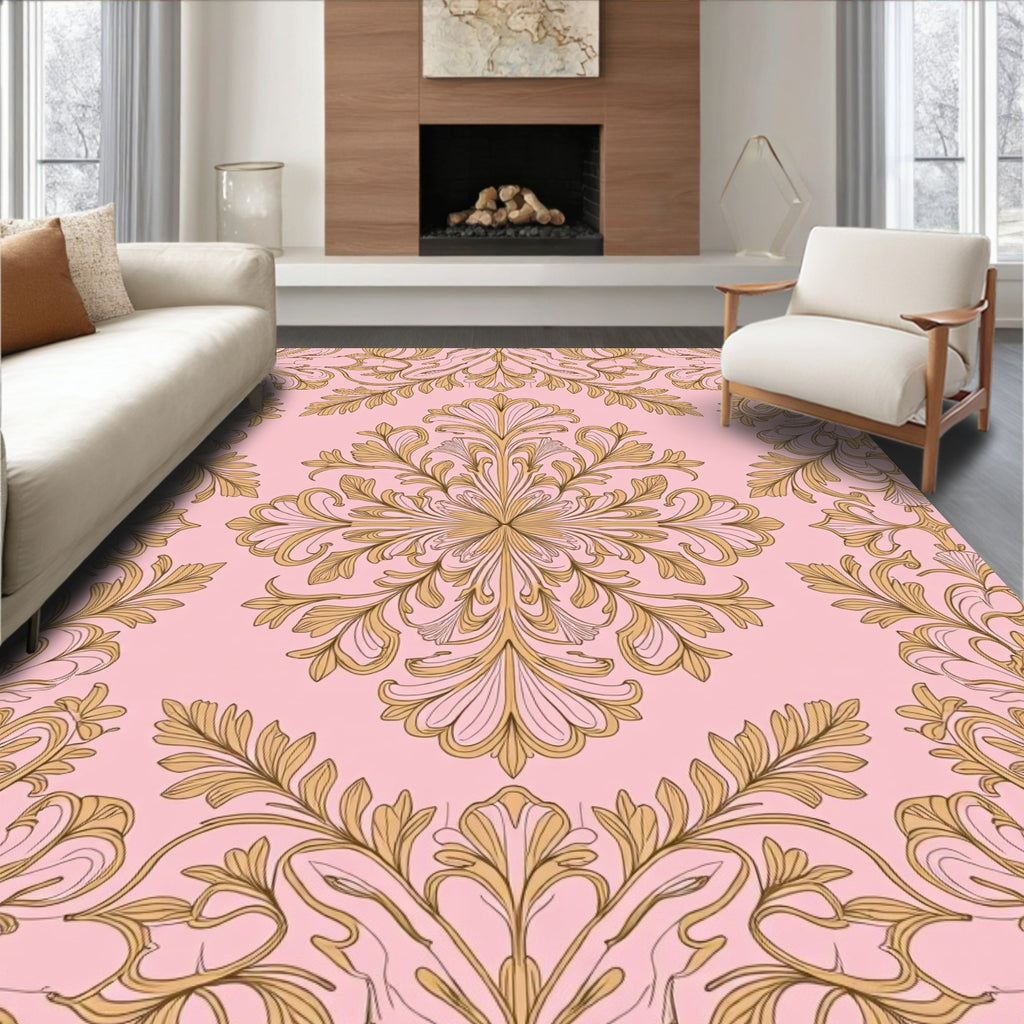 Antique Floral Scrollwork Design Rug