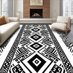 Classic Black White Geometric Stripe Rug