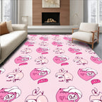 Pink Heart Abstract Figure Pattern Rug
