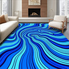Cool Blue Wavy Stripes Pattern Rug