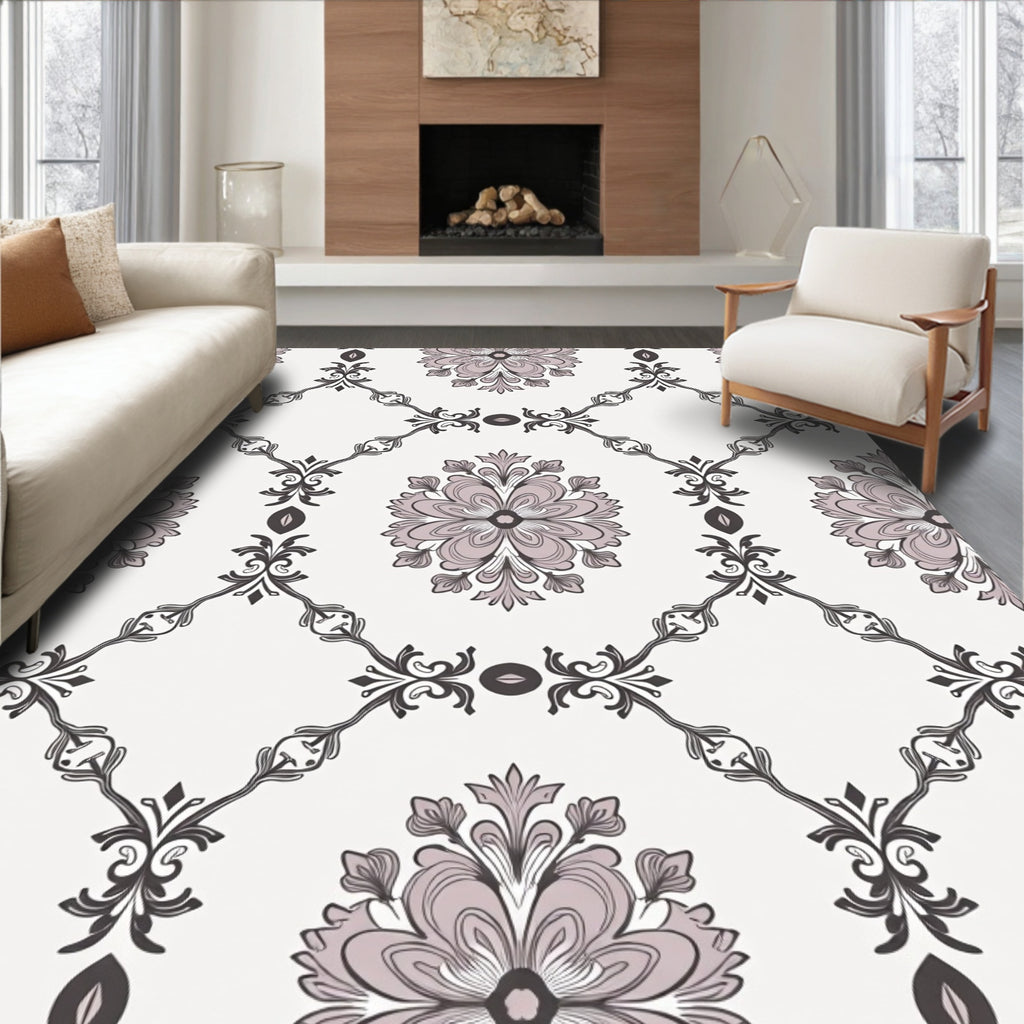 Damask Floral Diamond Pattern Rug