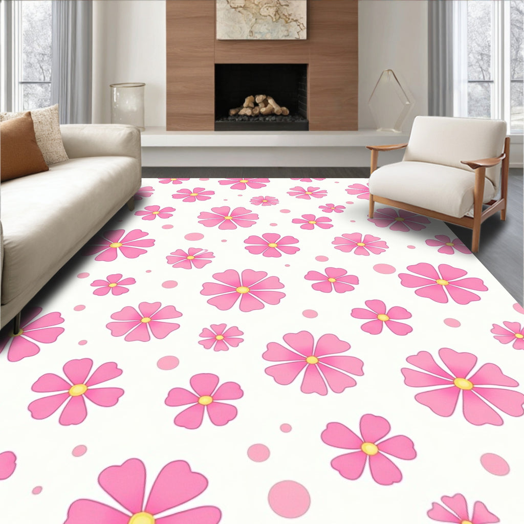 Pink Floral Pattern Design Rug
