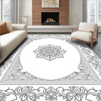 Elegant Floral Motif Framed Design Rug