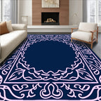 Ornate Pink Scrollwork Outline Design Rug