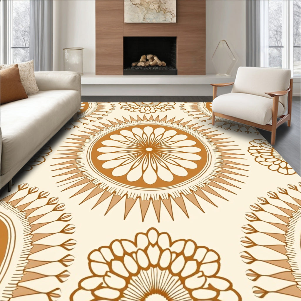 Mandala Style Sunburst Pattern Rug