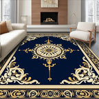 Intricate Gold Floral Medallion Design Rug