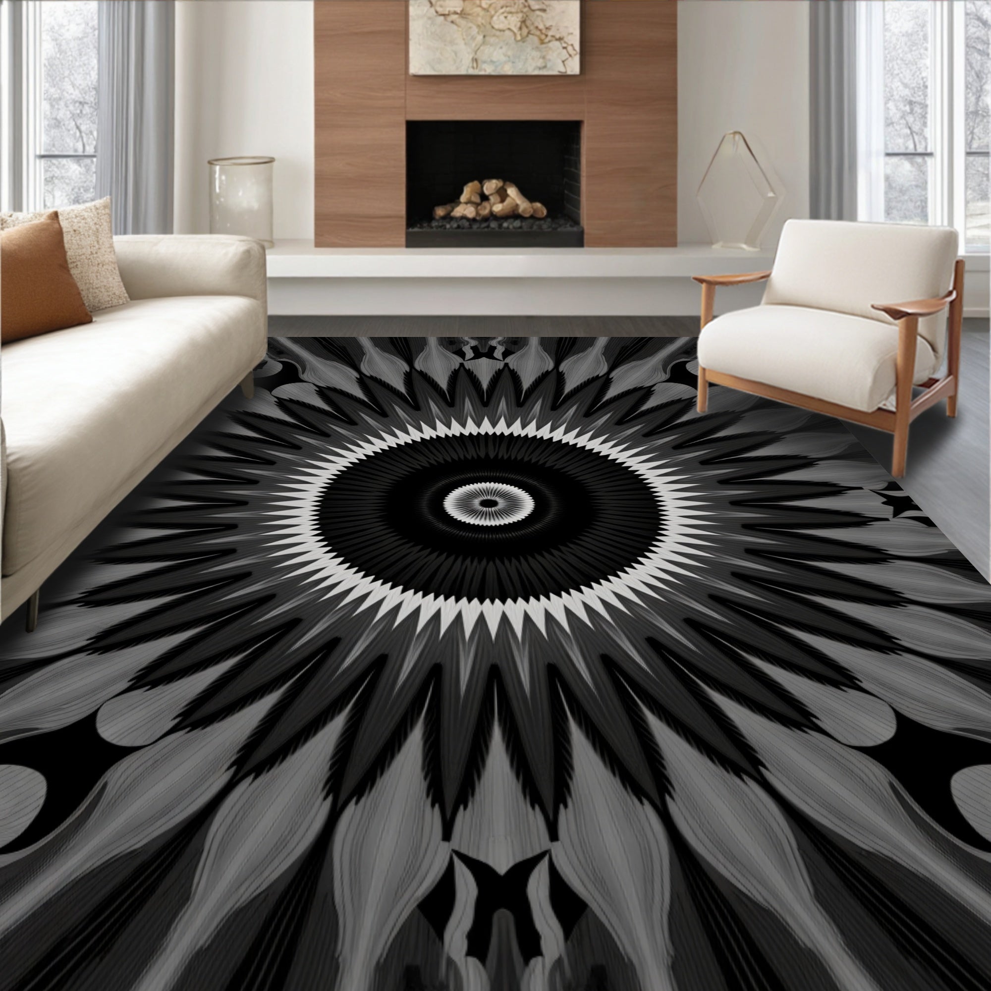 Radiant Symmetric Geometric Pattern Rug