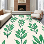 Green Abstract Leaf Pattern Design Rug