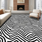 Abstract Black White Maze Design Rug