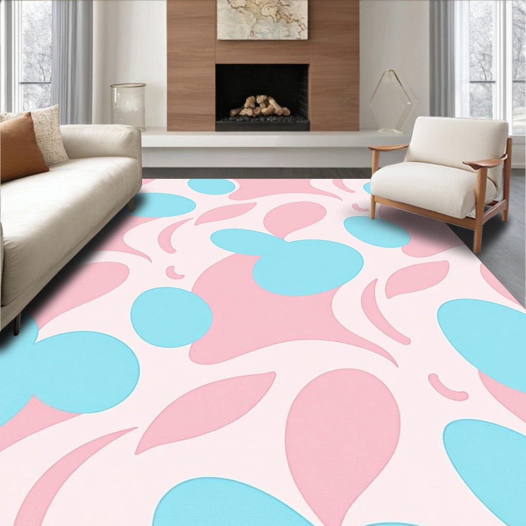 Playful Abstract Blobs Pattern Rug