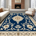 Elegant Floral Vintage Cream Border Rug