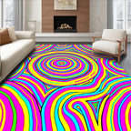 Psychedelic Swirl Rainbow Pattern Rug