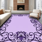 Exquisite Purple Floral Scroll Frame Rug